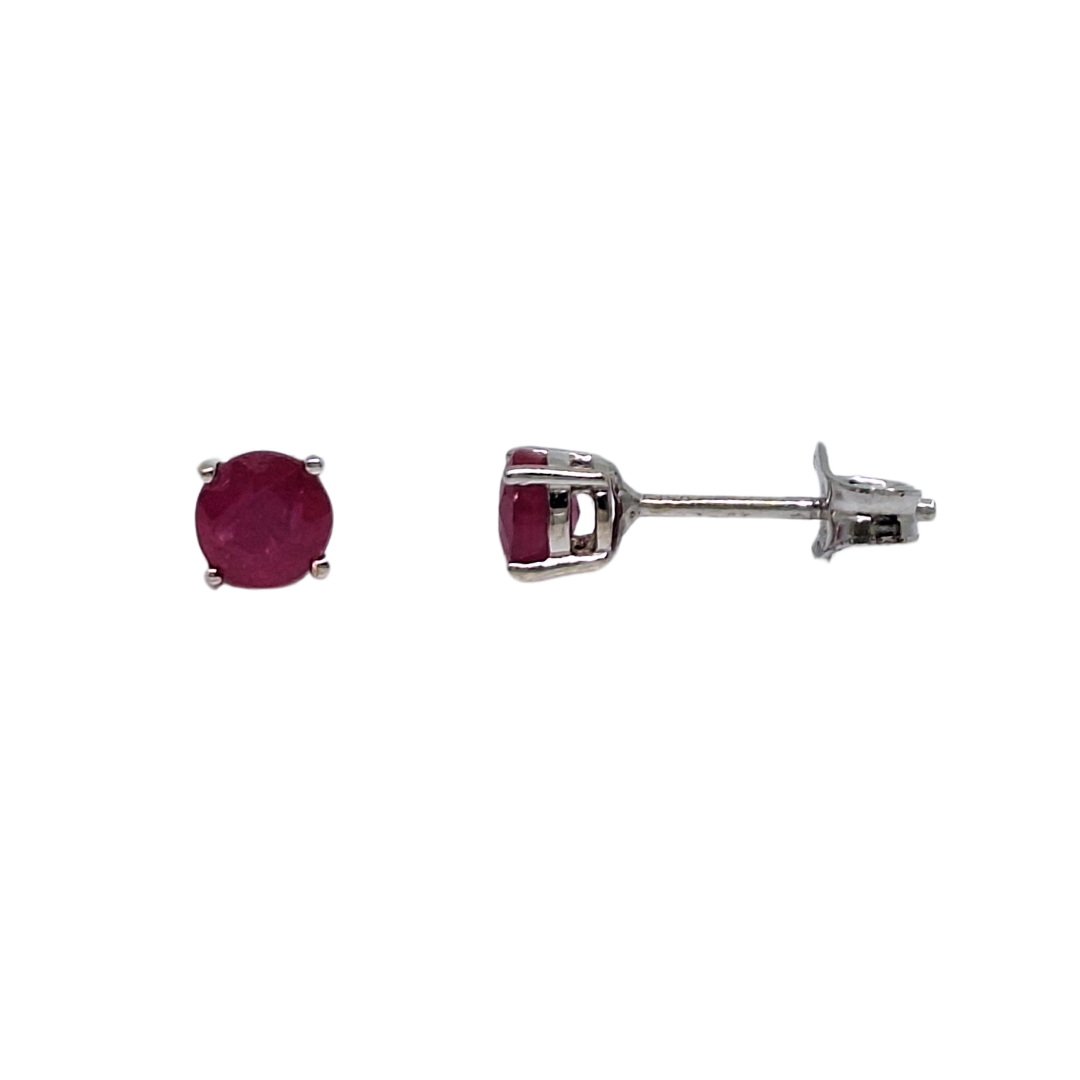 9ct White Gold Ruby Stud Earrings