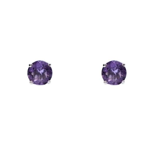 9ct White Gold Amethyst Stud Earrings