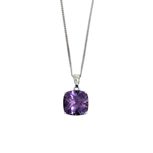 9ct White Gold Amethyst Pendant