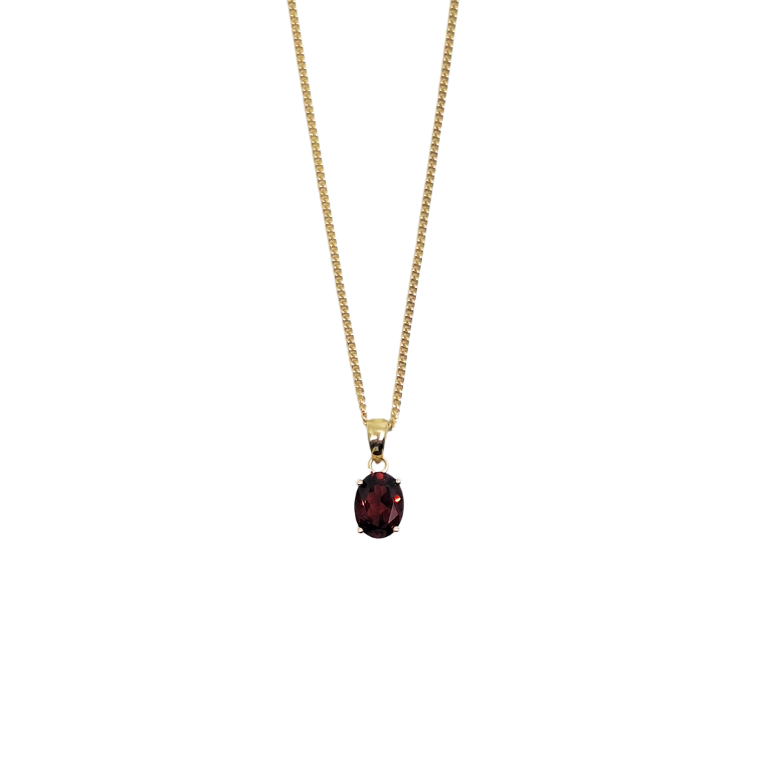 9ct Yellow Gold Garnet Pendant