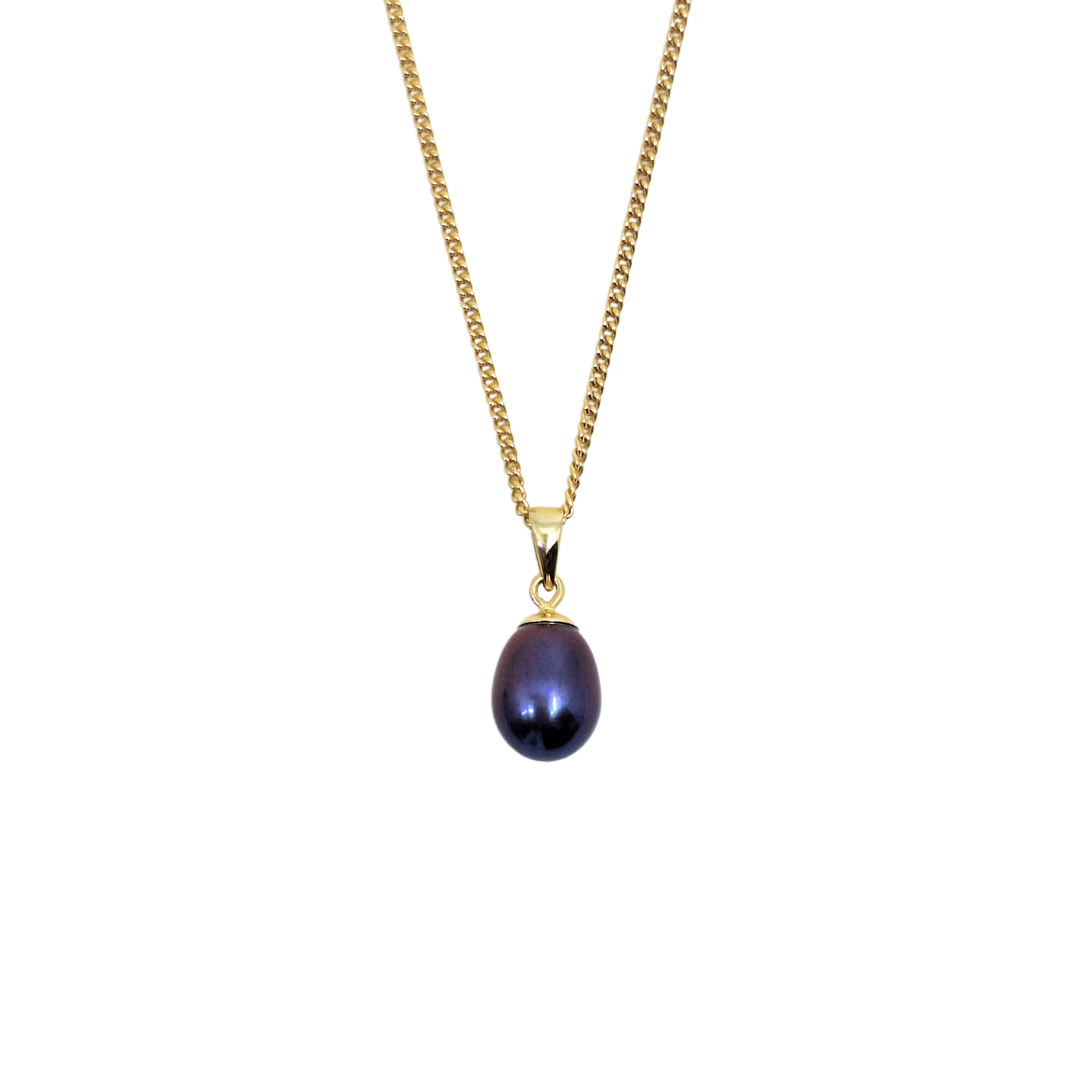 9ct Yellow Gold & Black Pearl Pendant