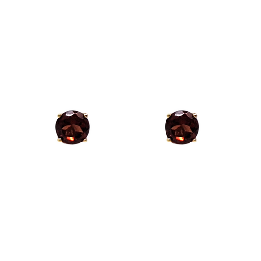 9ct Yellow Gold Garnet Stud Earrings