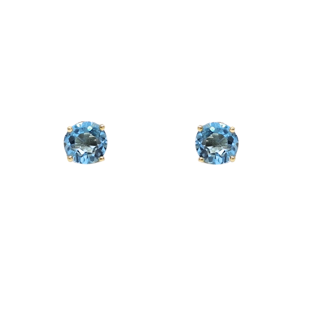 9ct Yellow Gold Blue Topaz Stud Earrings