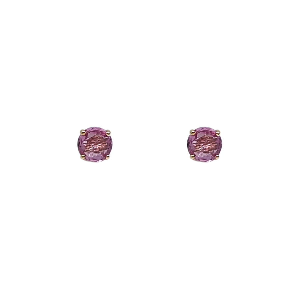 9ct Yellow Gold Pink Sapphire Stud Earrings