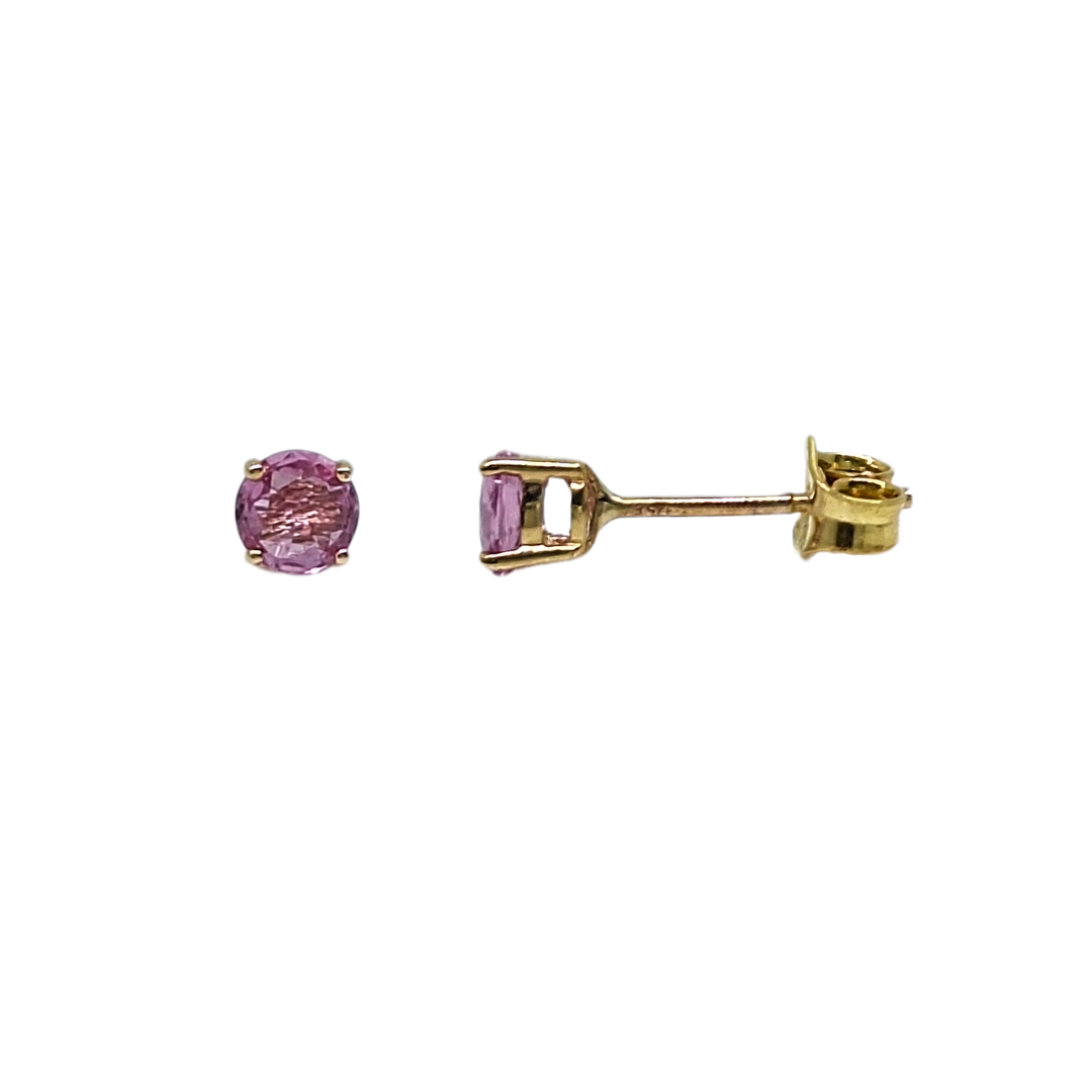 9ct Yellow Gold Pink Sapphire Stud Earrings