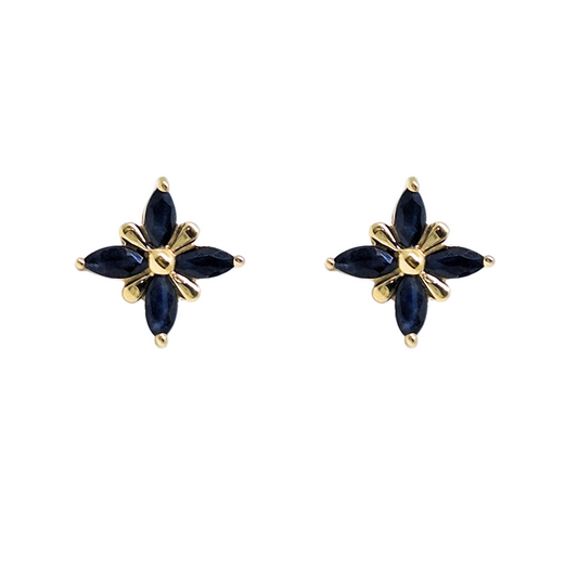 9ct Yellow Gold Sapphire Stud Earrings