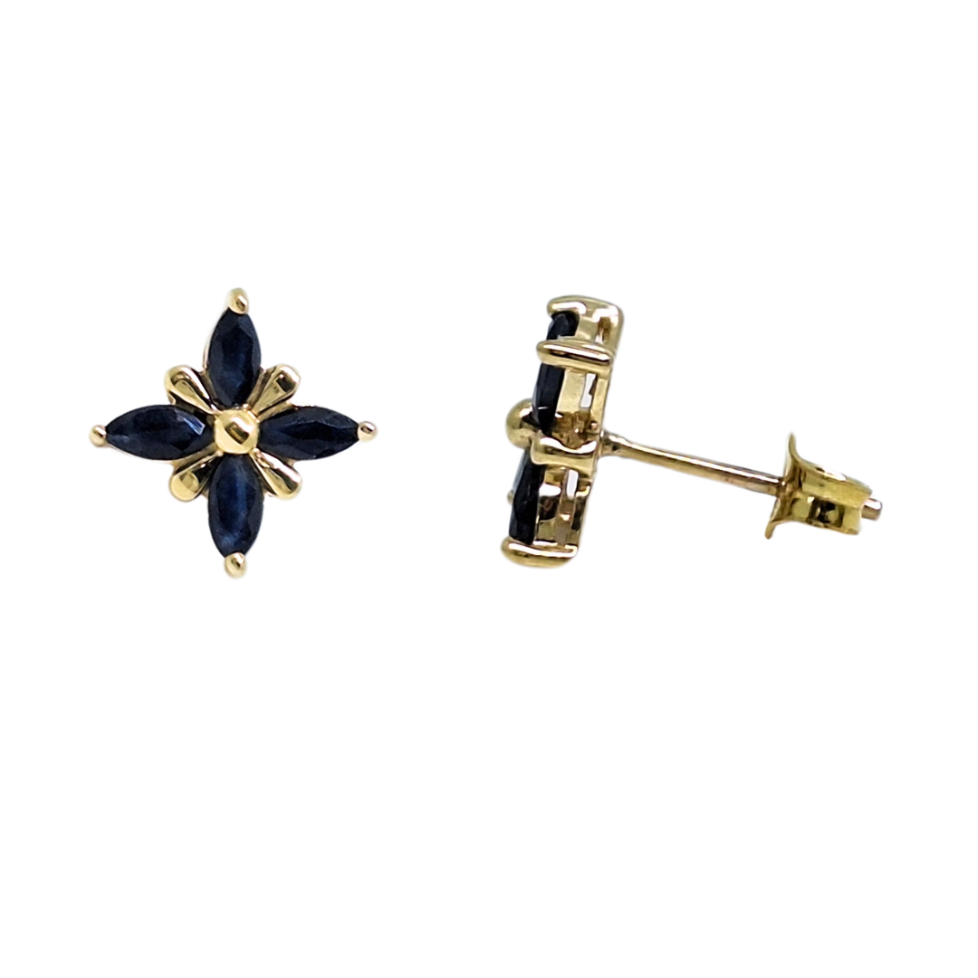 9ct Yellow Gold Sapphire Stud Earrings