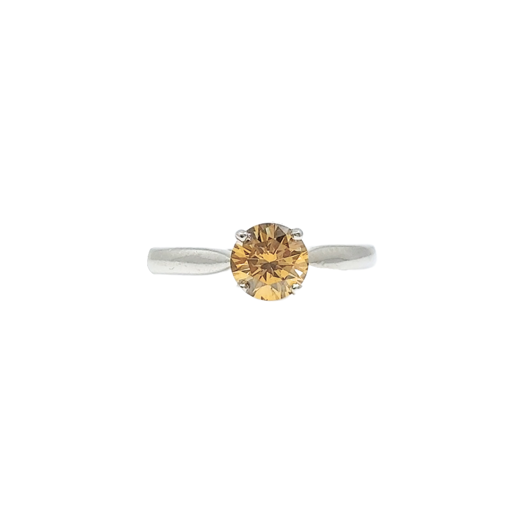 Platinum & Yellow Diamond Solitaire Ring