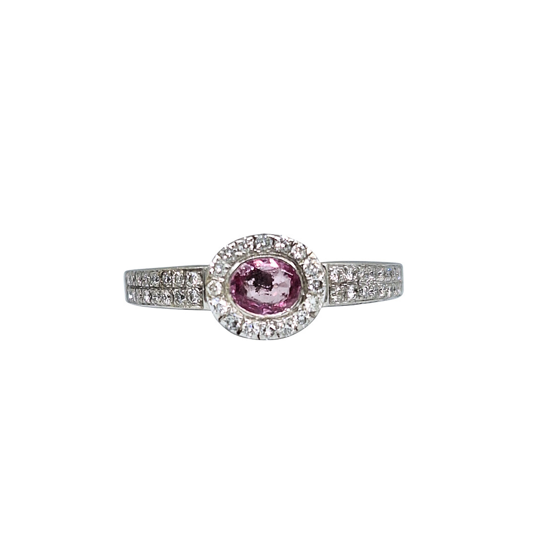 18ct White Gold Pink Sapphire & Diamond Ring