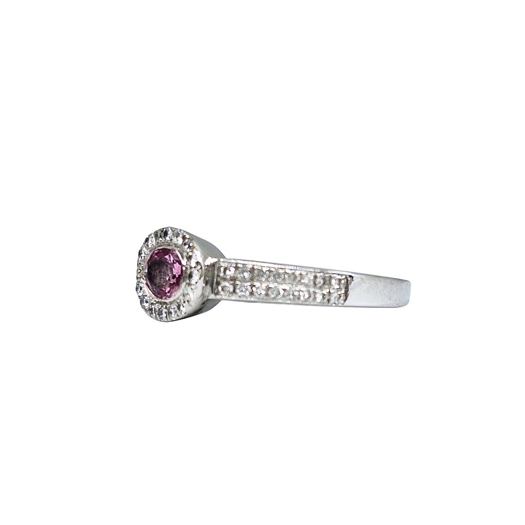 18ct White Gold Pink Sapphire & Diamond Ring