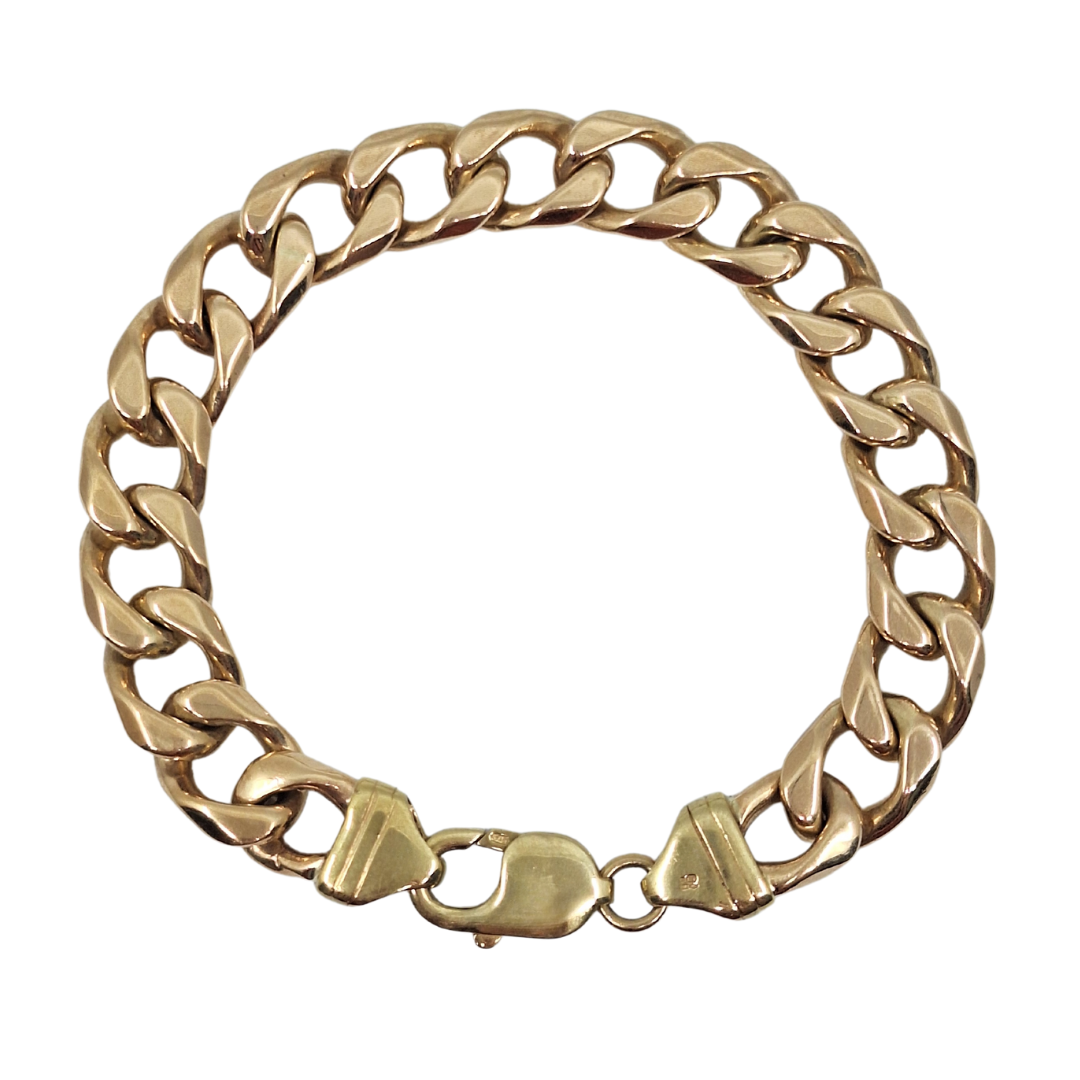 9ct Gents Yellow Gold Curb Bracelet