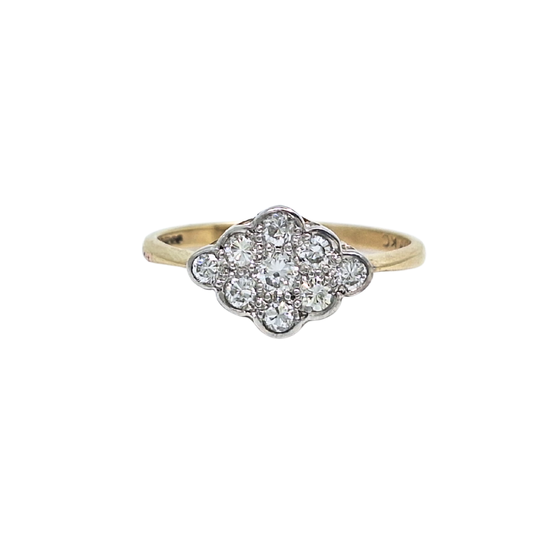 9ct Yellow Gold Diamond Cluster Ring