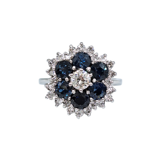 18ct White Gold Sapphire & Diamond Ring