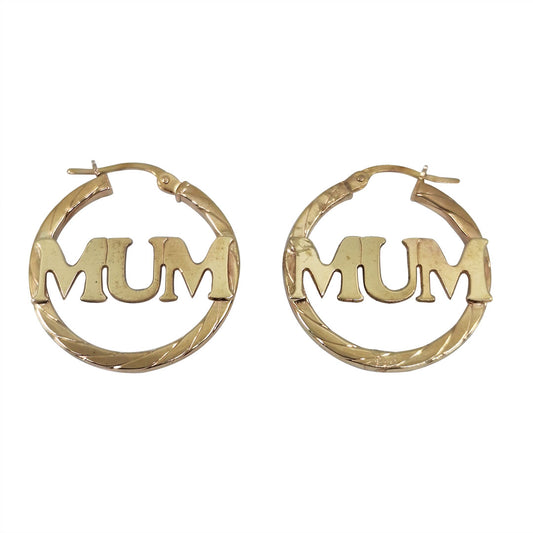 9ct Yellow Gold Mum Hoop Earrings