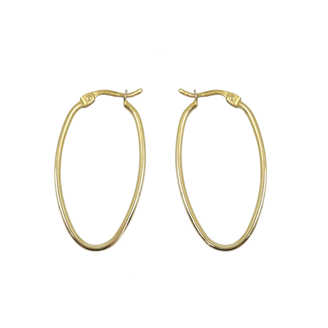 9ct Yellow Gold Oval Hoop earrings