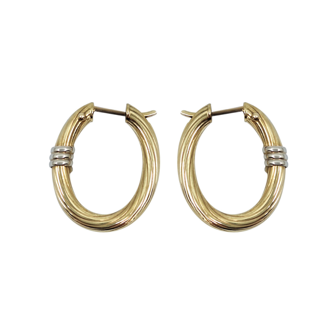 9ct Yellow & White Gold Hoop Earrings