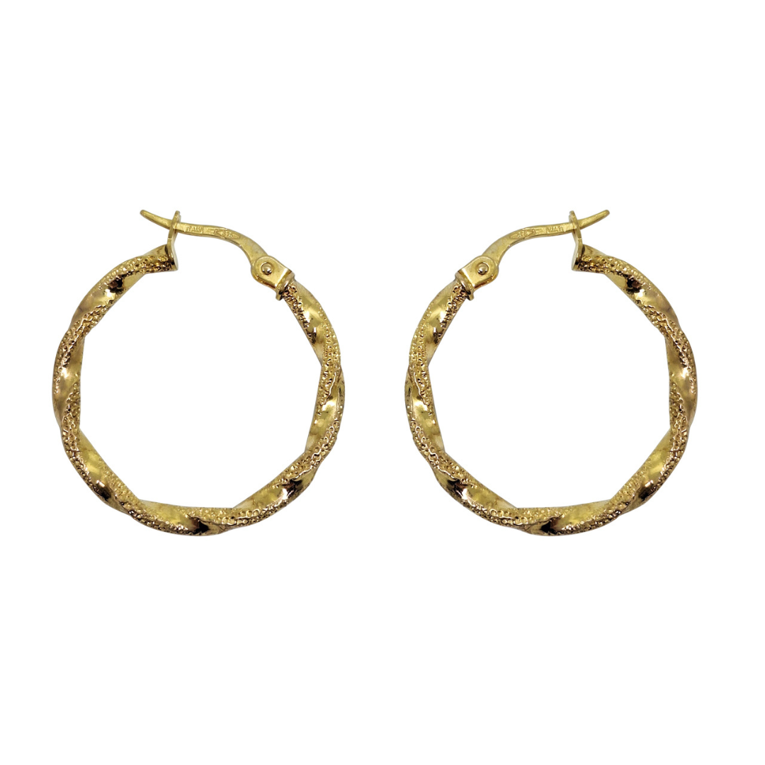 9ct Yellow Gold Twist Hoop Earrings