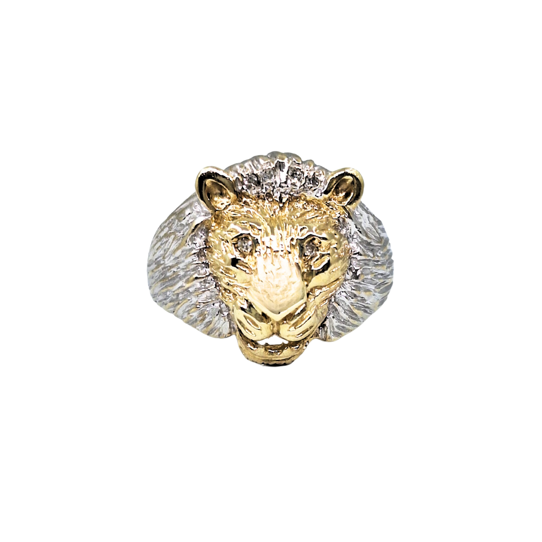 9ct Yellow gents Gold Lion Ring