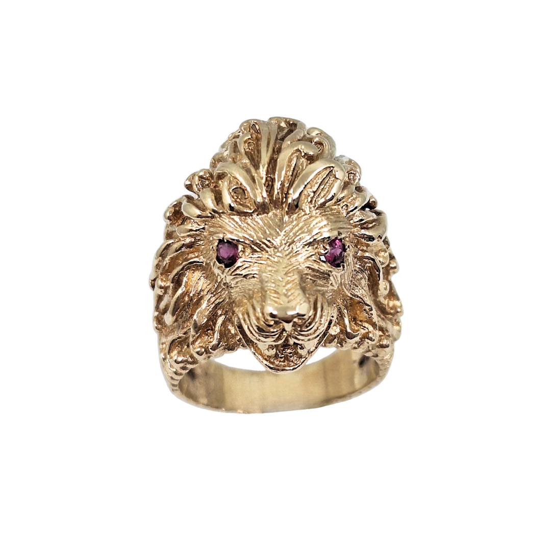 9ct Yellow Gold Lion Head Ring