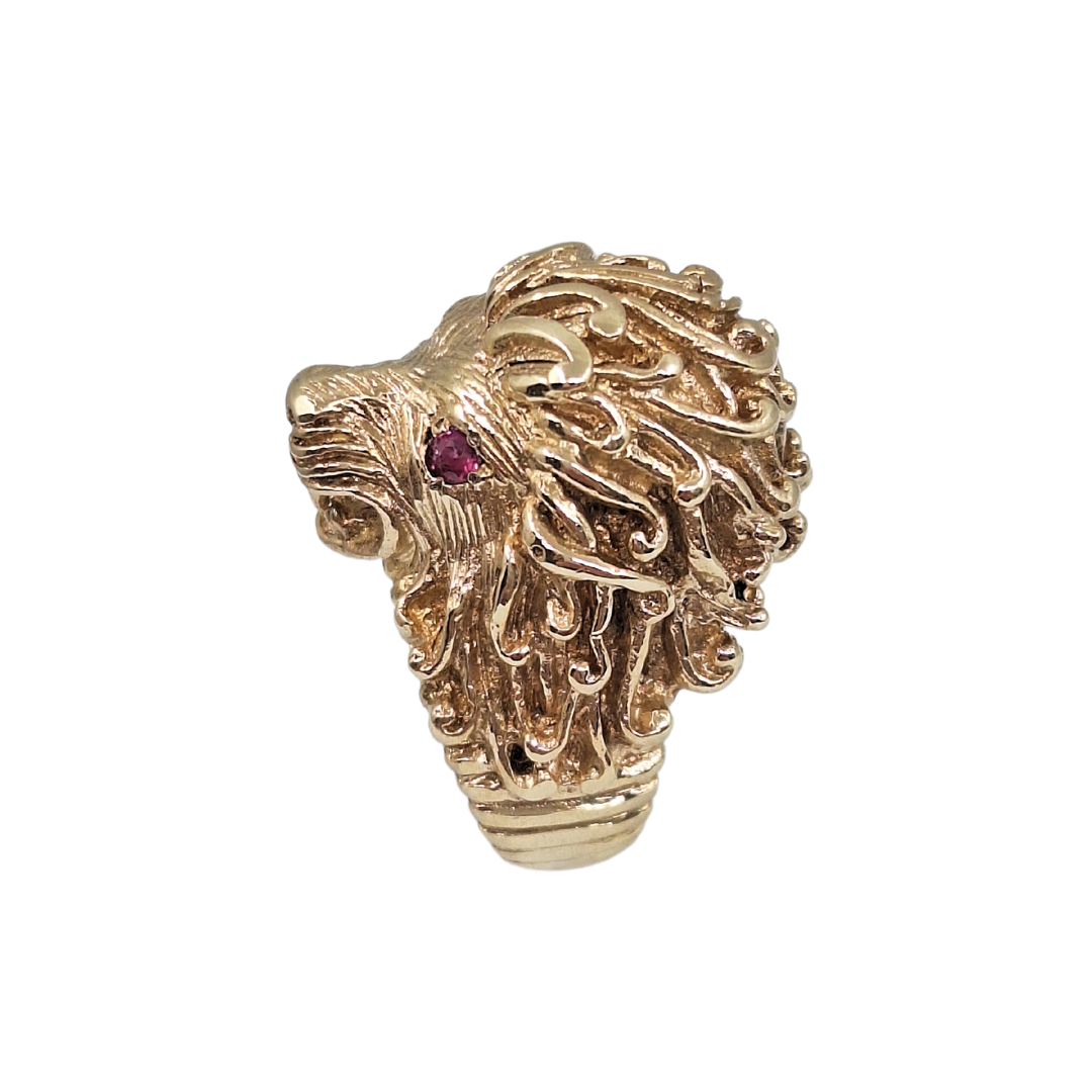 9ct Yellow Gold Lion Head Ring