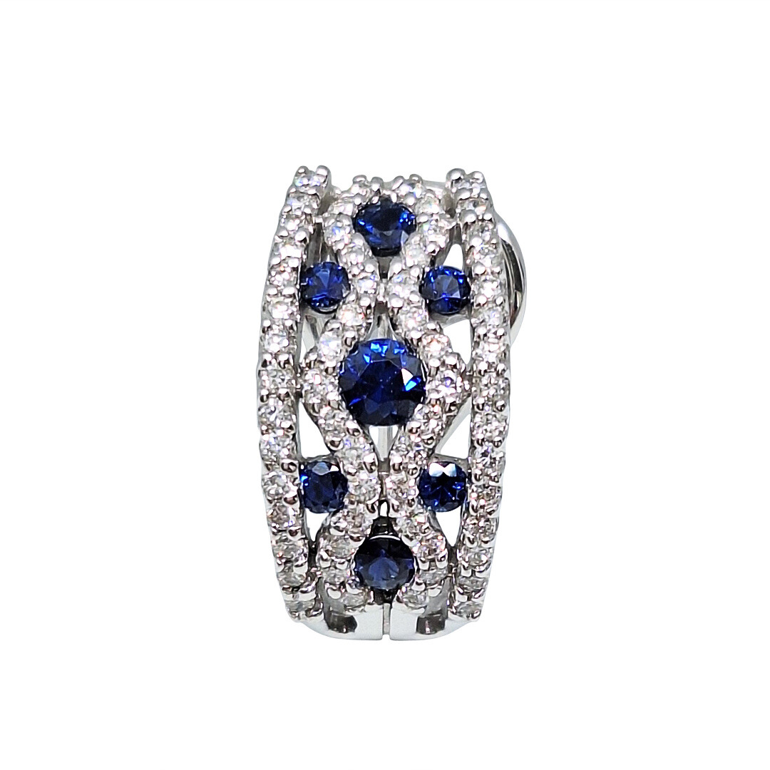 14ct White Gold Sapphire & Diamond Ring & Earring Set