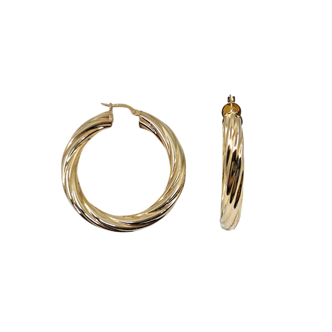 9ct Gold Twist Creole Hoop Earrings