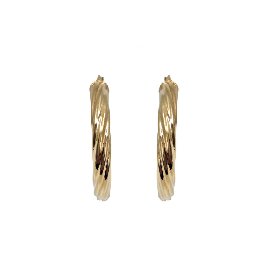 9ct Yellow Gold Large Twist Hoop Earrings