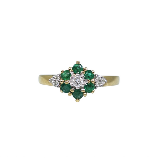 9ct Yellow Gold Emerald & Diamond Three Ring Set