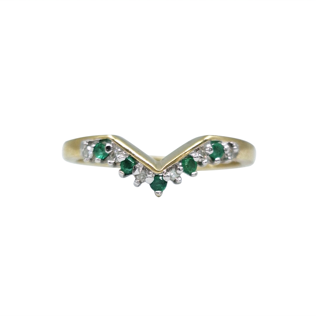 9ct Yellow Gold Emerald & Diamond Three Ring Set