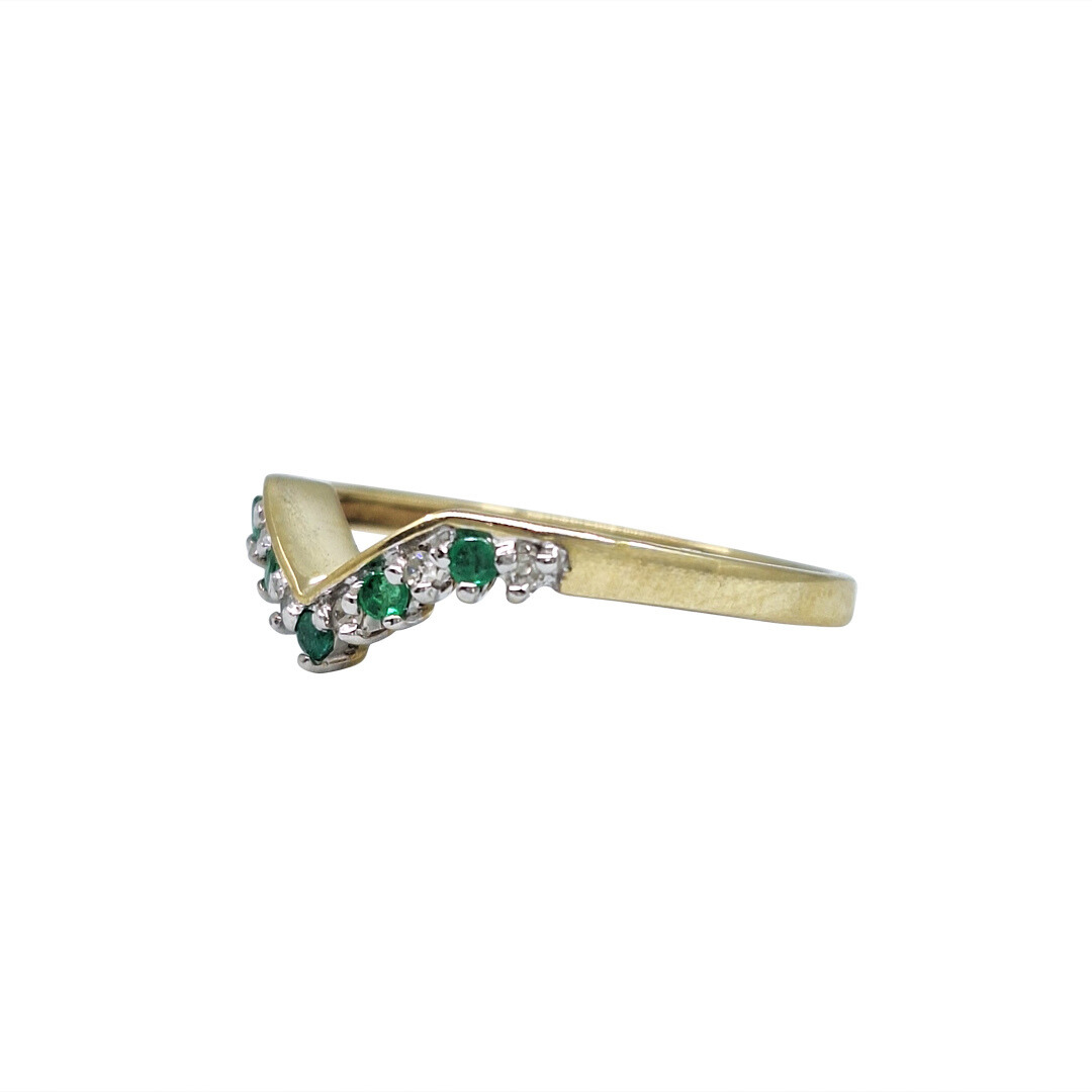 9ct Yellow Gold Emerald & Diamond Three Ring Set