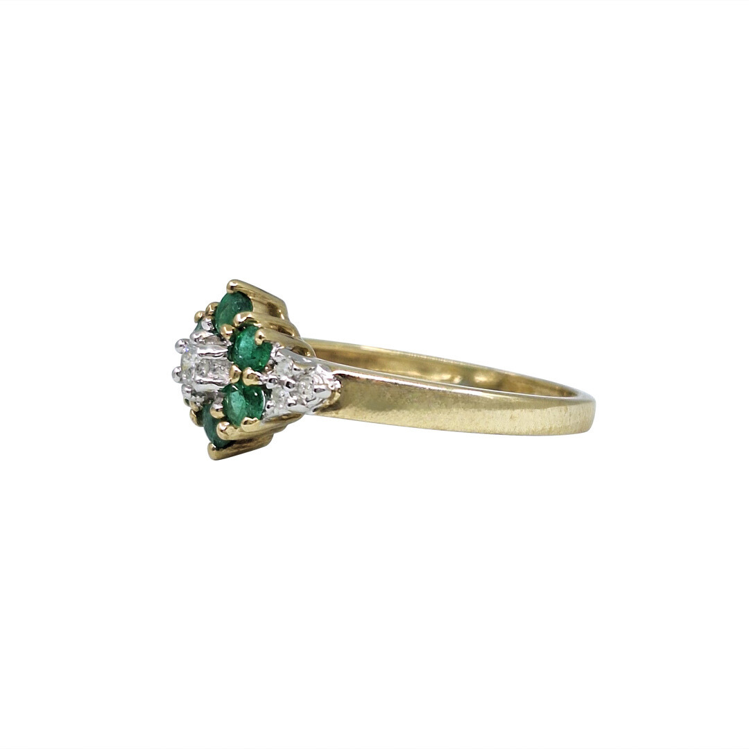 9ct Yellow Gold Emerald & Diamond Three Ring Set