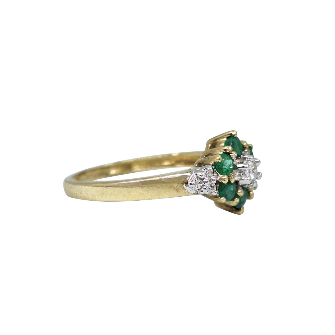 9ct Yellow Gold Emerald & Diamond Three Ring Set