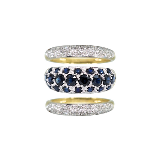 9ct Gold Sapphire And Diamond Triple Ring Set