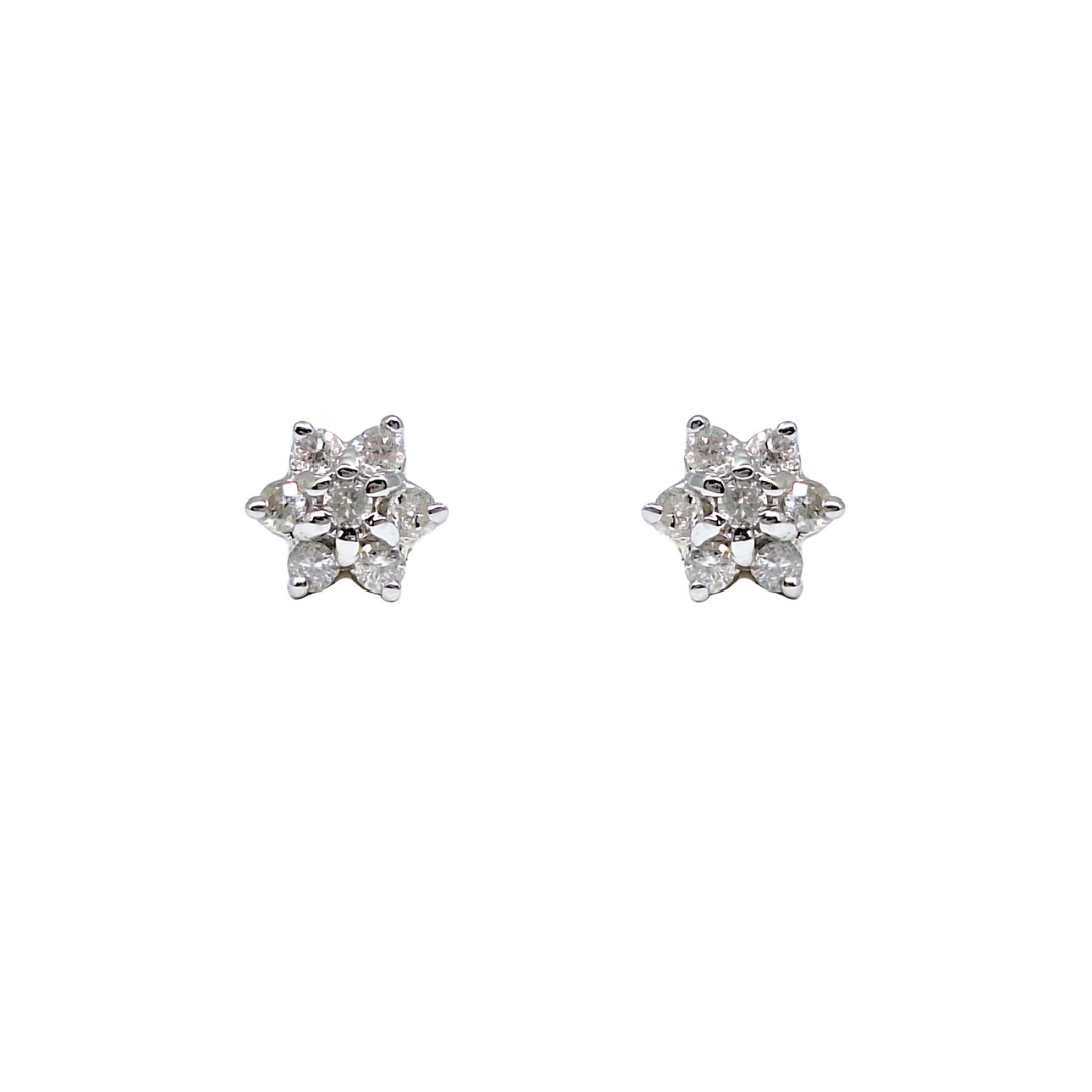 9ct Yellow Gold Diamond Flower Earrings