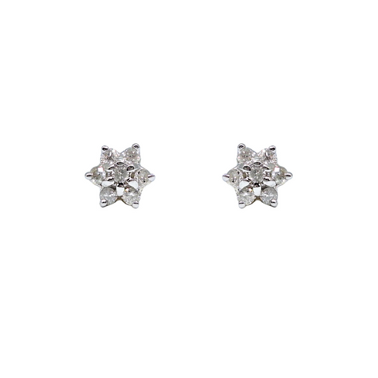 9ct Yellow Gold Diamond Flower Earrings