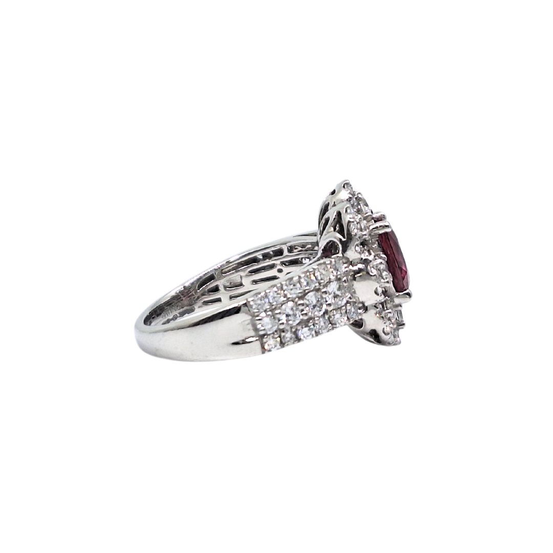 Platinum Levian Ruby & Diamond Cluster Ring