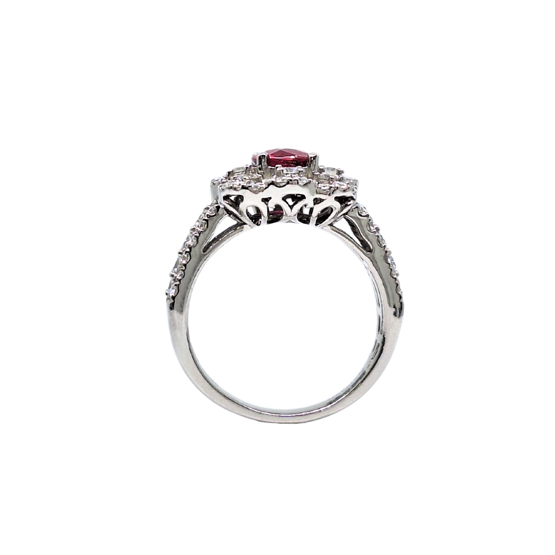 Platinum Levian Ruby & Diamond Cluster Ring