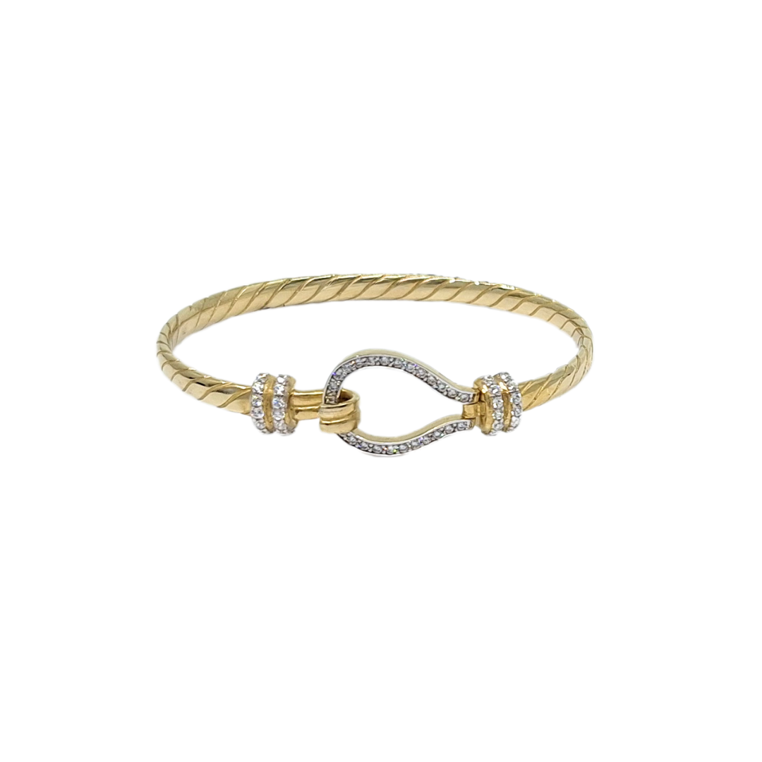 9ct Yellow Gold CZ Baby Hook Bangle