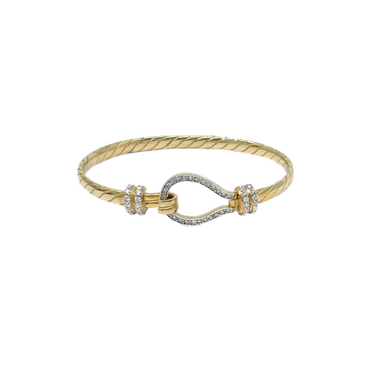 9ct Yellow Gold CZ Baby Hook Bangle