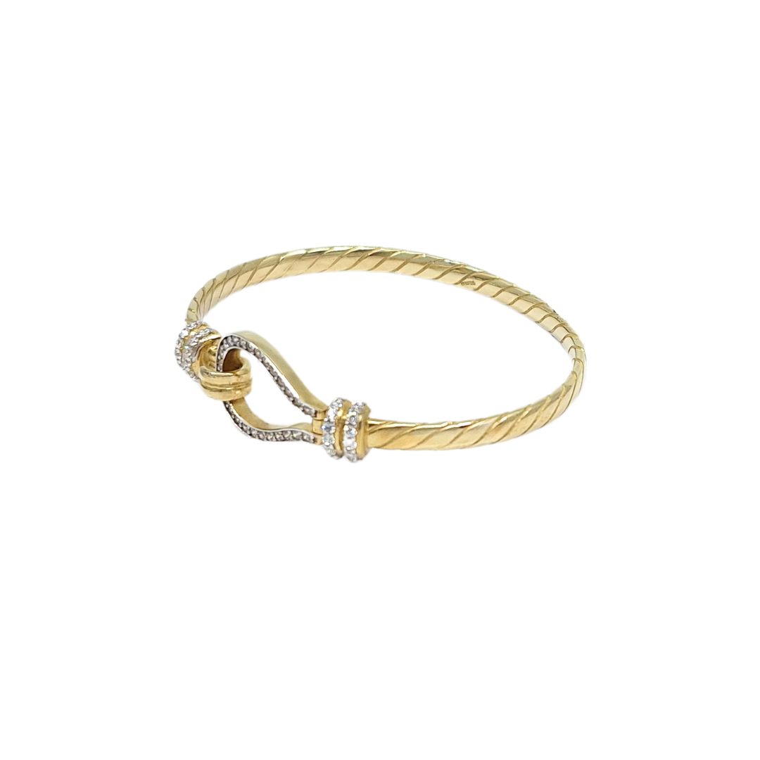 9ct Yellow Gold CZ Baby Hook Bangle