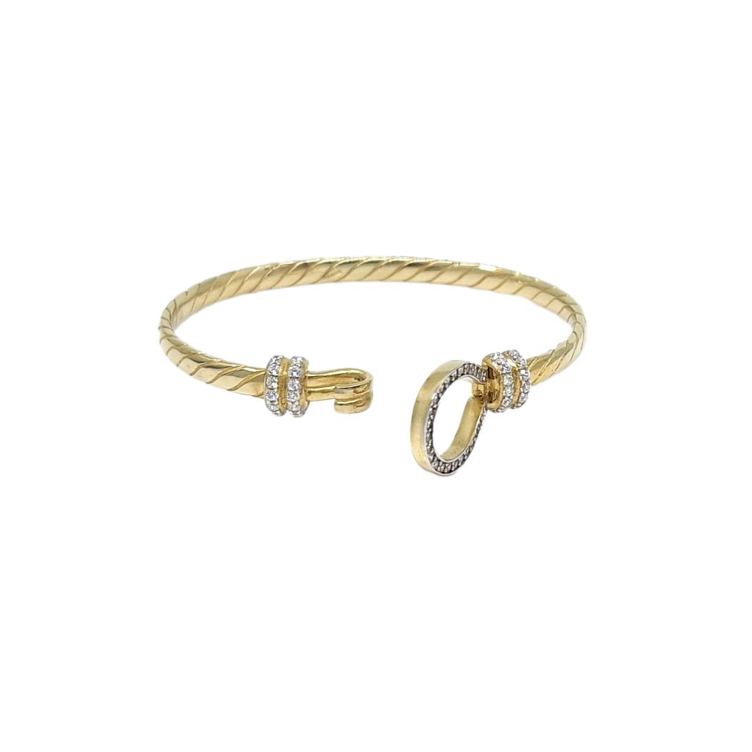9ct Yellow Gold CZ Baby Hook Bangle