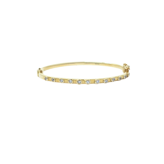 9ct Yellow Gold Baby CZ Hinged Bangle
