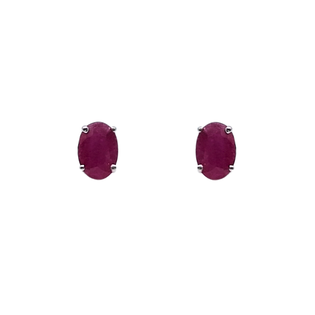 9ct White Gold Ruby Stud Earrings