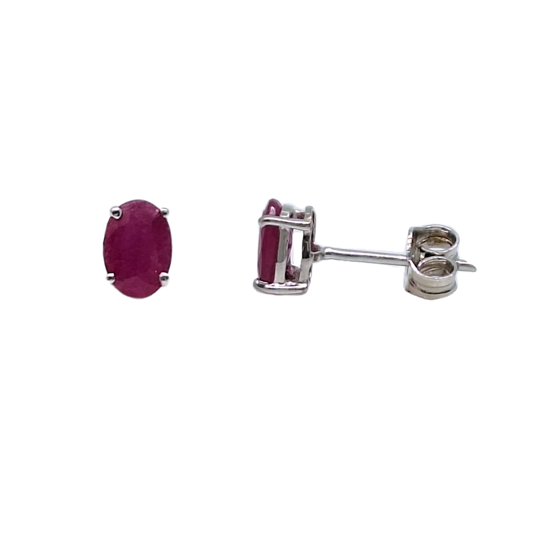 9ct White Gold Ruby Stud Earrings