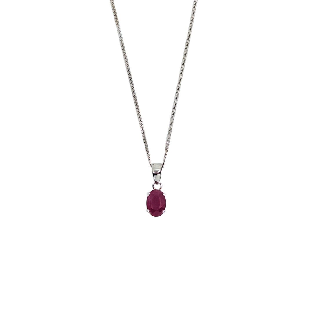 9ct White Gold Ruby Pendant