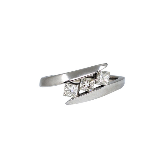 18ct White Gold Princess Cut Three Stone Ring