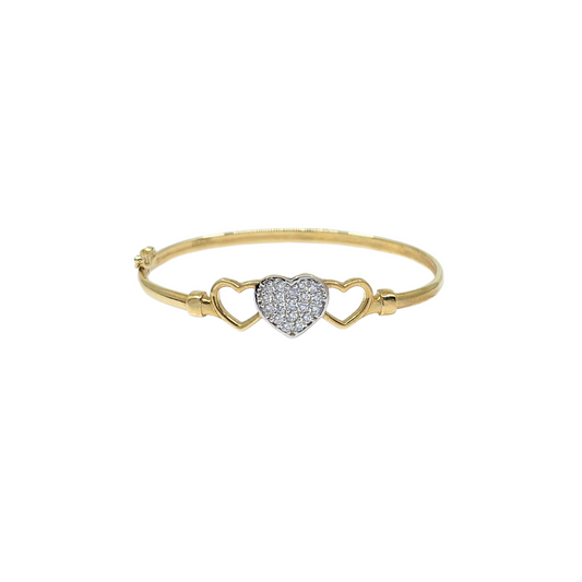 9ct Yellow Gold Baby Heart CZ Bangle