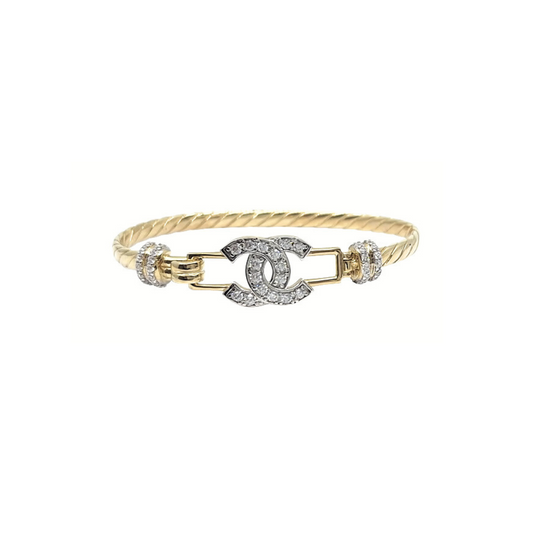 9ct Yellow Gold Baby CZ  Hook Bangle