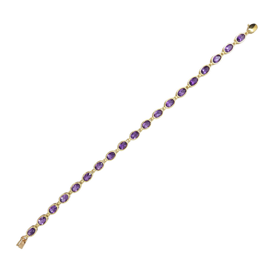 9ct Yellow Gold Amethyst Bracelet