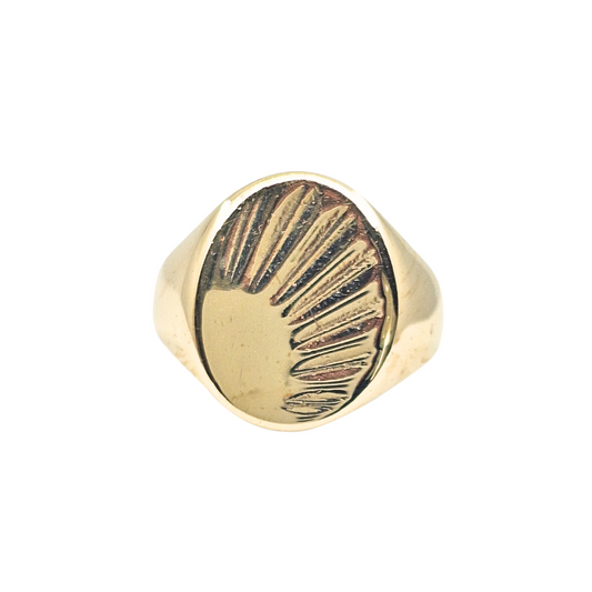 9ct Yellow Gold Oval Engraved Signet Ring